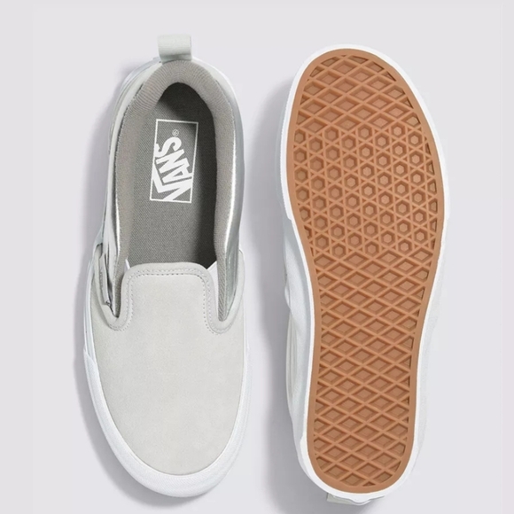 Vans Knu Slip Metallic Silver Silver/True White Sneakers Slip-On Shoes Size 6 - Picture 2 of 4